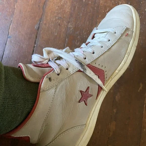 Converse Men’s Cream High-Top Sneakers with Pink Accents - Picture 5 of 9